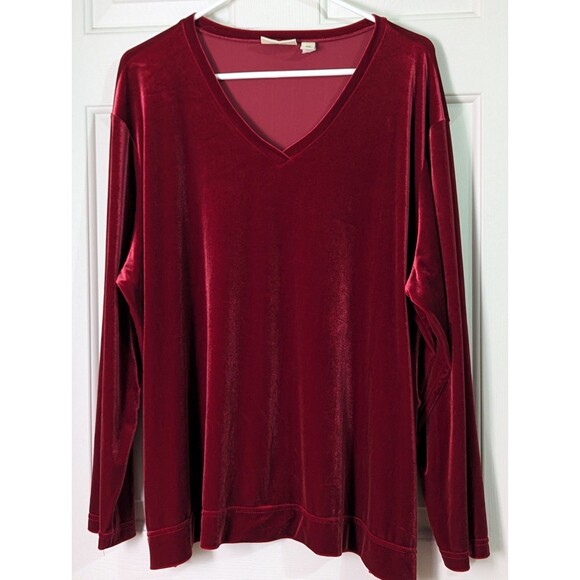 VTG Preview International Velour Track Suit Womens 3X Red Pockets Stretch V Neck - Picture 2 of 11